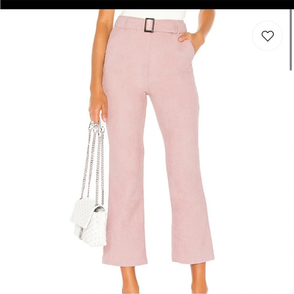 Lovers + Friends Joanie Pink Corduroy Cropped Flare Pants - Picture 1 of 8